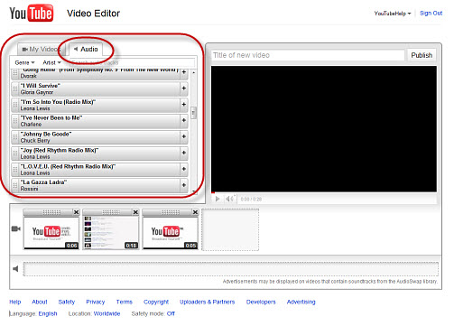 screenshot of YouTube editor